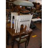A Victorian side chair, nest of cream tables, foot