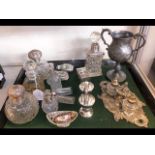 A tray of silver and plated ware etc