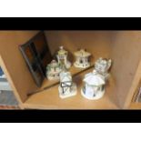 Six Coalport and other pastille burners, small stain