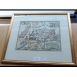 PHILIP LEA - 1700 - early hand coloured map of the