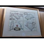 BERNARDINI - early hand coloured map of the Isle o