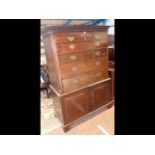 A 19th century mahogany chest on cupboard - 190cm
