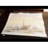 M G PEARSON - watercolour of Dutch fishing vessels