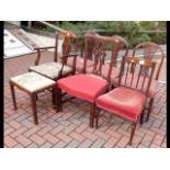 Six various antique dining chairs, together with a