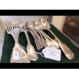 Selection of silver dining forks, spoons, etc.