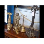 Selection of old brass doorstops