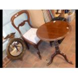 A Regency style convex mirror, a mahogany tripod t