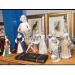 A Nao figure table lamp, other female figures toge