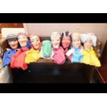 Eight Scheithauer puppets with carved wooden heads