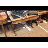 A Victorian two drawer library table