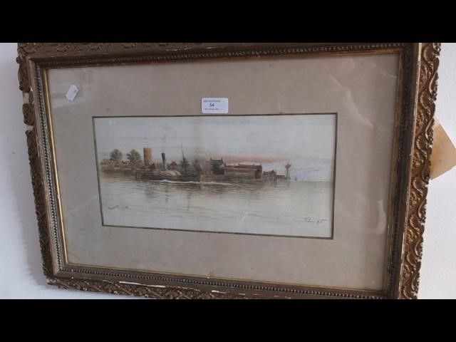 A watercolour of Yarmouth with paddle-steamer - mo