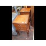 A pair of inlaid two drawer bedside cabinets with