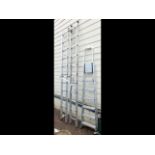 A two section aluminium ladder with ladder stay, t