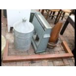 A galvanised heater, fire fender, etc.