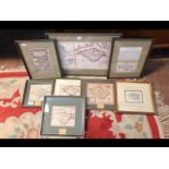 A selection of antique Isle of Wight maps, includi