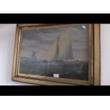 A 19th century marine oil of sailing vessel off th