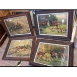 A set of four coloured hunting prints