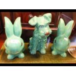 A pair of Sylvac green bunnies together with a Syl