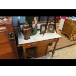 A Victorian washstand, tiled splash-back, white ma