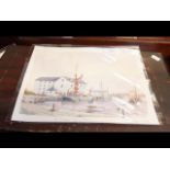 M G PEARSON - watercolour of St Helens Flour Mill