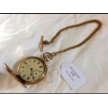 A gent's full hunter pocket watch on chain, with s