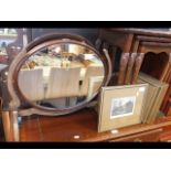 Two wooden oval mirrors alongside a set of six Her