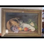 A still life oil on canvas - signed lower right -