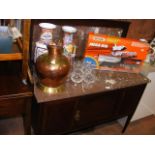 An Edwardian wash stand with marble top and splash