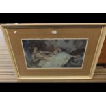 A Russell Flint signed coloured print of reclining nude