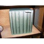 Seven Bronte Folio Society novels in green silk covers, contained in case