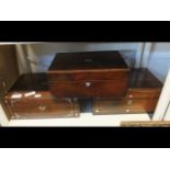 A rosewood jewellery box together with two others