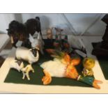 A Beswick flying duck together with ram and others