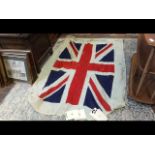 An old Pilot Jack Naval flag together with greetings cards from Naval ships