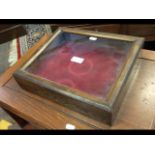 A square inlaid table top display case together wi