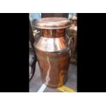 An antique South Coast copper milk churn, the lid