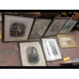 Various antique monochrome prints together with or