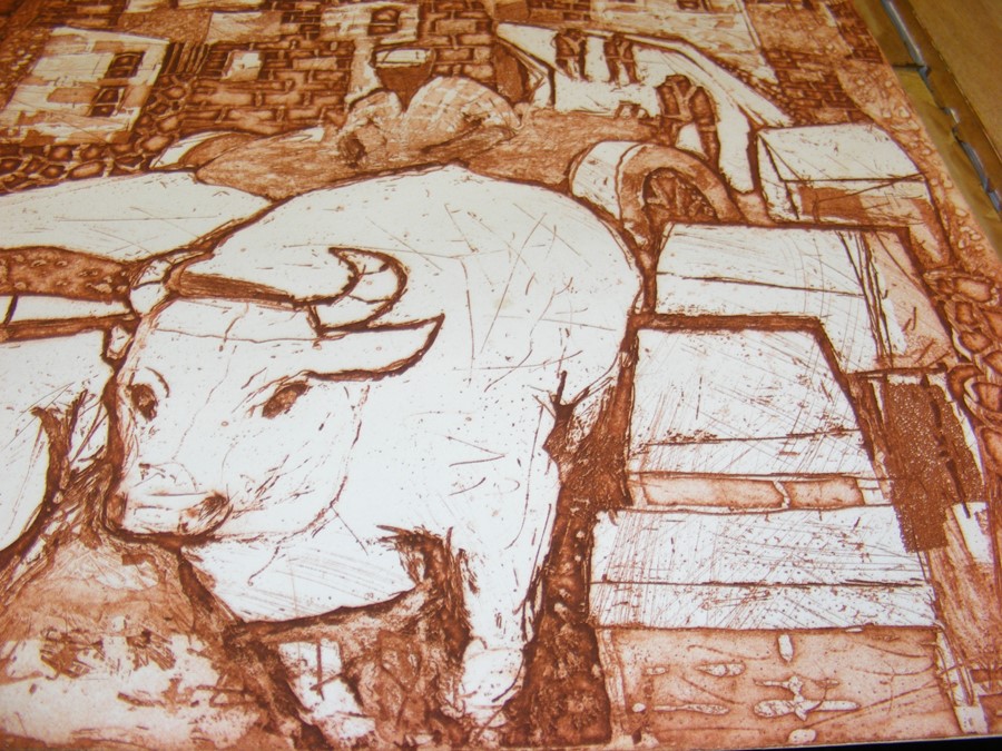 JULIAN TREVELYAN - abstract coloured print of cattle - Image 5 of 6