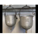 A pair of vintage galvanised calf feeders?