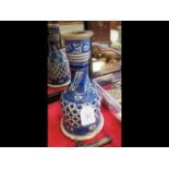 An antique blue and white Oriental pottery vase -