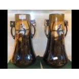 A rare pair of Thomas Forester phoenix ware vases