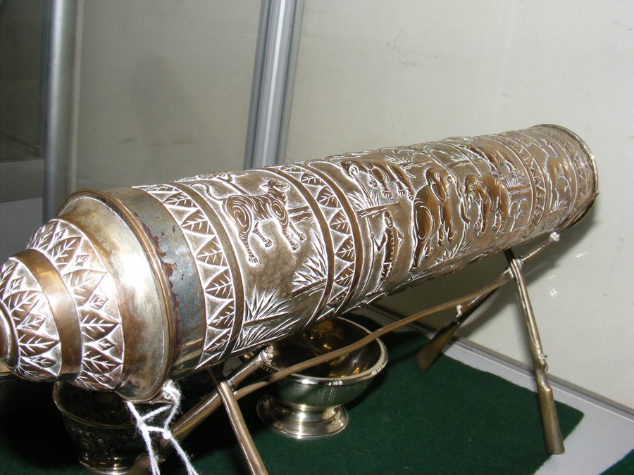 An unusual Indian manuscript tube with relief work - Image 2 of 4