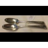 two near matching Irish silver table spoons, Dublin, possi