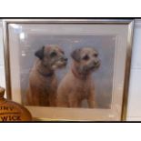 A signed pastel study of terriers