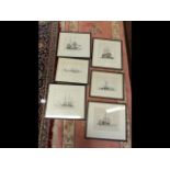 A set of six monochrome engravings of shipping inc