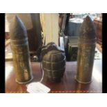 A pair of trench art shells etc