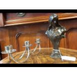 An Art Nouveau style bronze bust of female - 18cms