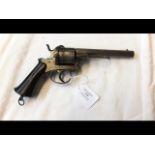 A Continental pin fire revolver, the barrel engrav