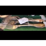 A set of six George III silver dining forks, Londo