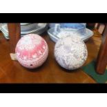 A pair of hand painted Ostrich eggs