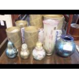 A selection of Isle of Wight glass including scen